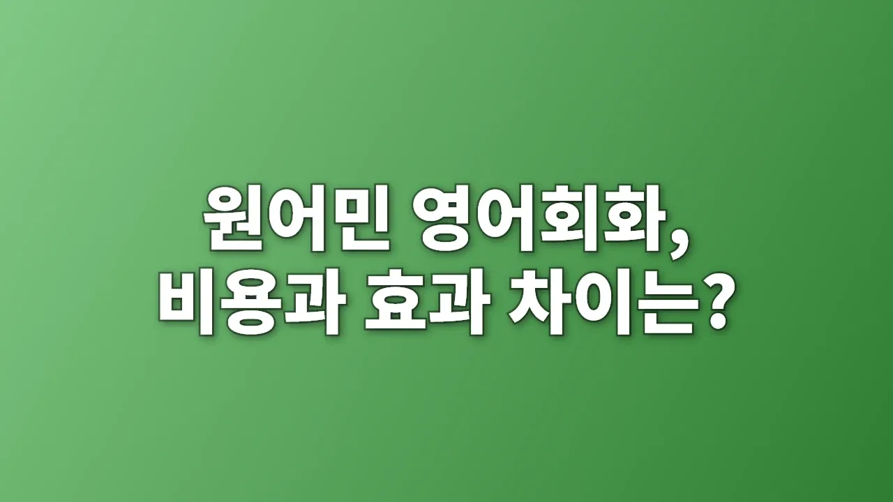 원어민 영어회화, 비용과 효과 차이는?